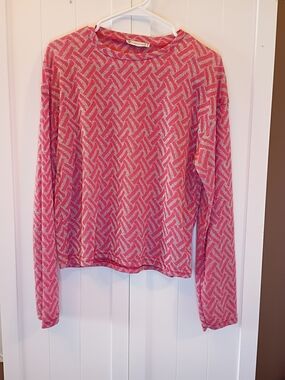 Fivefiction Shimmer Pink Metallic Patterned Top